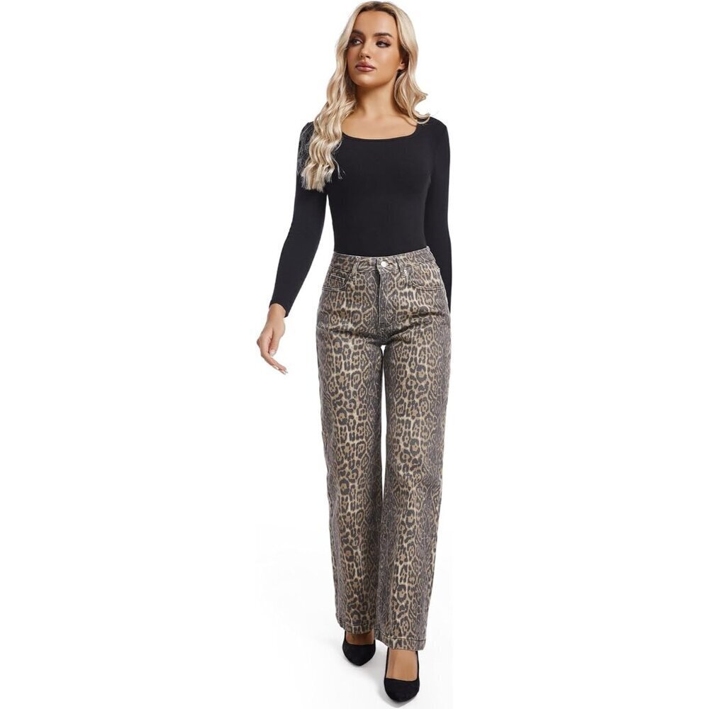 Women’s High Waisted Straight Leg Jeans Cotton Spandex Casual - Picture 5 of 5